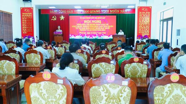 XÃ ĐÌNH LẬP TỔ CHỨC HỘI NGHỊ TỔNG KẾT THI HÀNH PHÁP LUẬT VỀ LUẬT QUỐC PHÒNG NĂM 2018, LUẬT DÂN QUÂN TỰ VỆ NĂM 2019 VÀ LUẬT GIÁO DỤC QUỐC PHÒNG VÀ AN NINH NĂM 2013