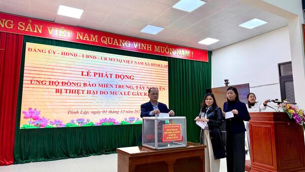 ĐẢNG ỦY – HĐND – UBND – UBMTTQ XÃ ĐÌNH LẬP PHÁT ĐỘNG ỦNG HỘ ĐỒNG BÀO MIỀN TRUNG, TÂY NGUYÊN BỊ THIỆT HẠI DO LŨ LỤT
