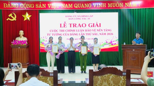 Xã Đình Lập trao giải Cuộc thi chính luận bảo vệ nền tảng tư tưởng của Đảng lần thứ sáu năm 2026