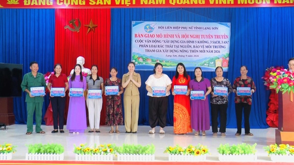 HỘI LHPN TỈNH BÀN GIAO MÔ HÌNH VÀ TUYÊN TRUYỀN CUỘC VẬN ĐỘNG “ XÂY DỰNG GIA ĐÌNH 5 KHÔNG, 3 SẠCH, 3 AN”  NĂM 2026 TẠI XÃ ĐÌNH LẬP